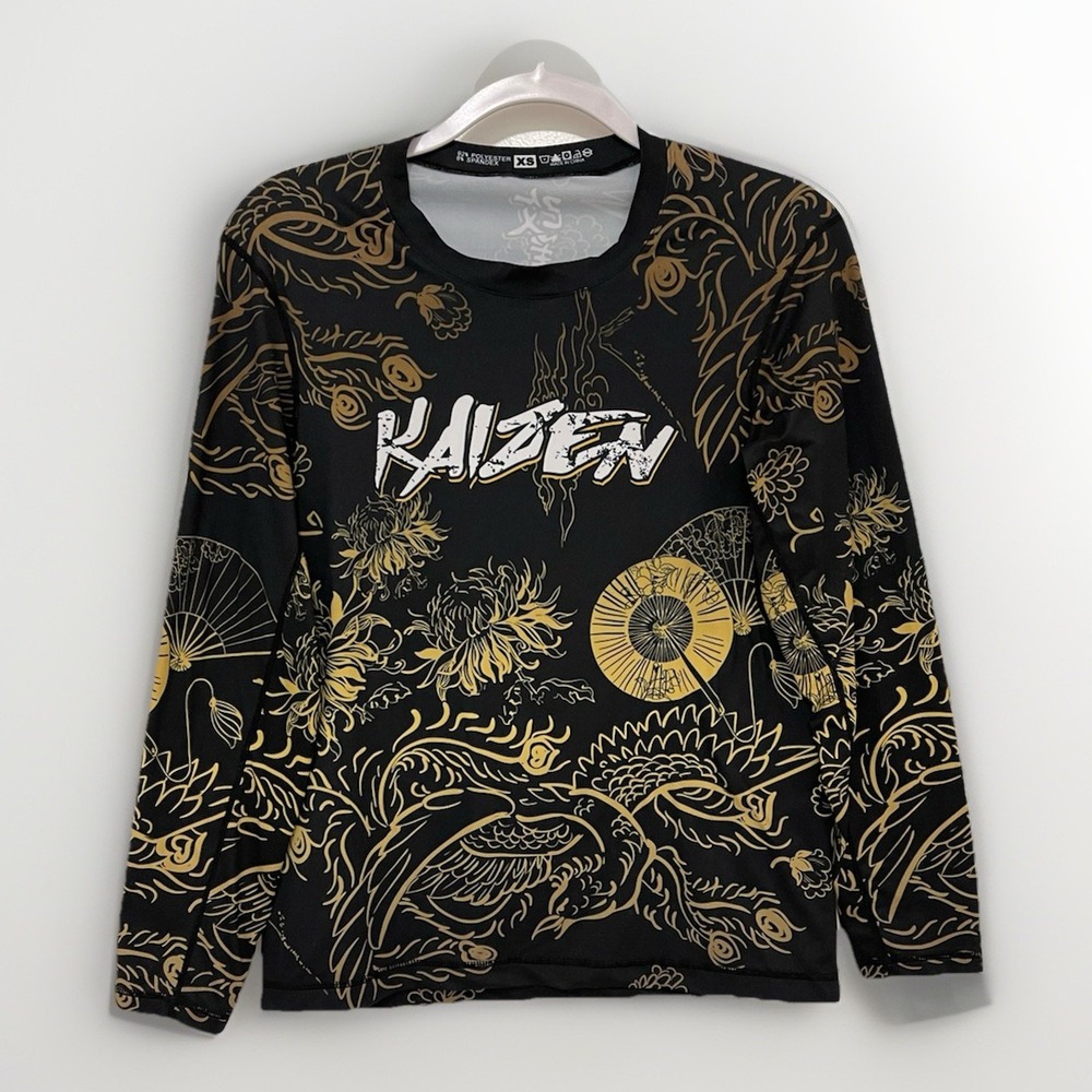 Unisex‎ Shirt XS Gold/Black Kaizen #10 Dragon Fans Graphic Jersey Long Sleeve